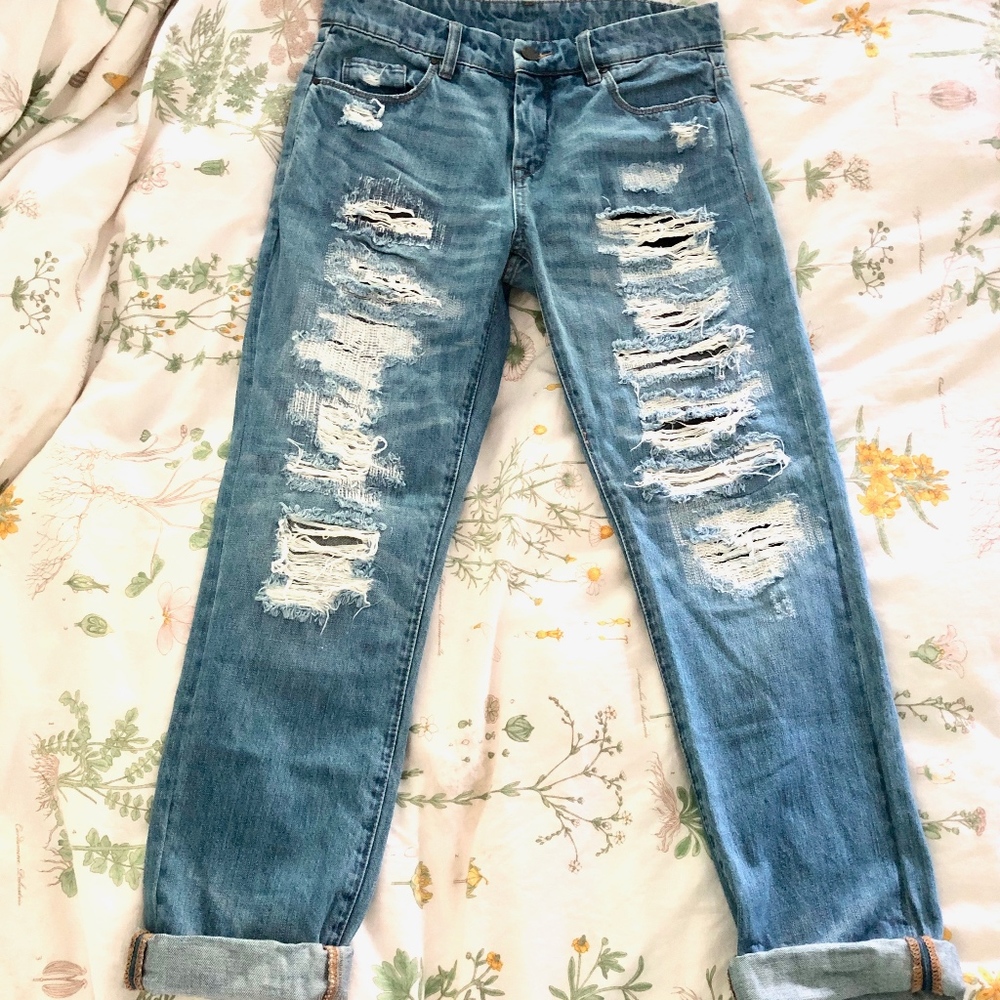 Blank NYC Distressed Boyfriend Jeans (Size 26)